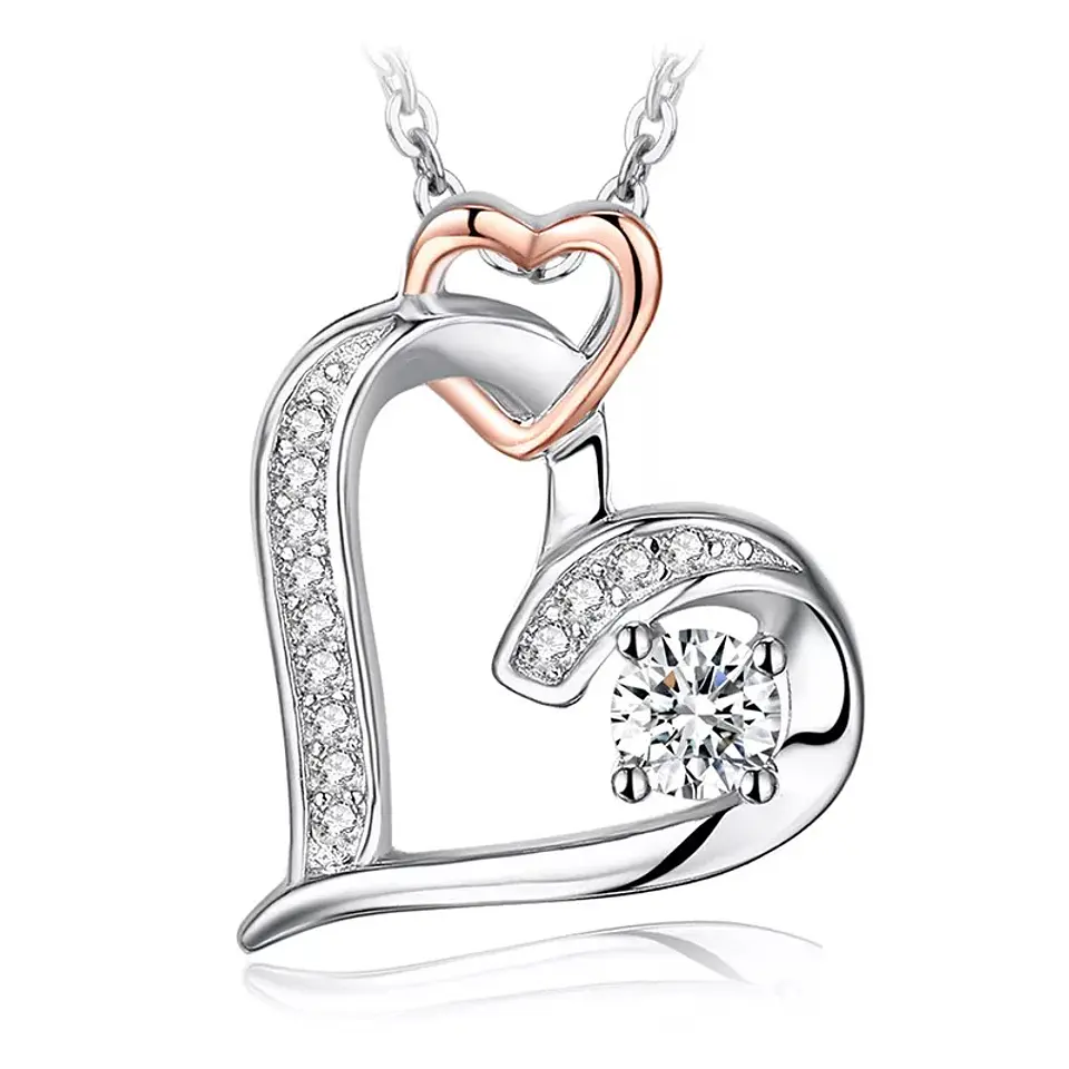 Collar Plata 925 Corazon en Corazon 1