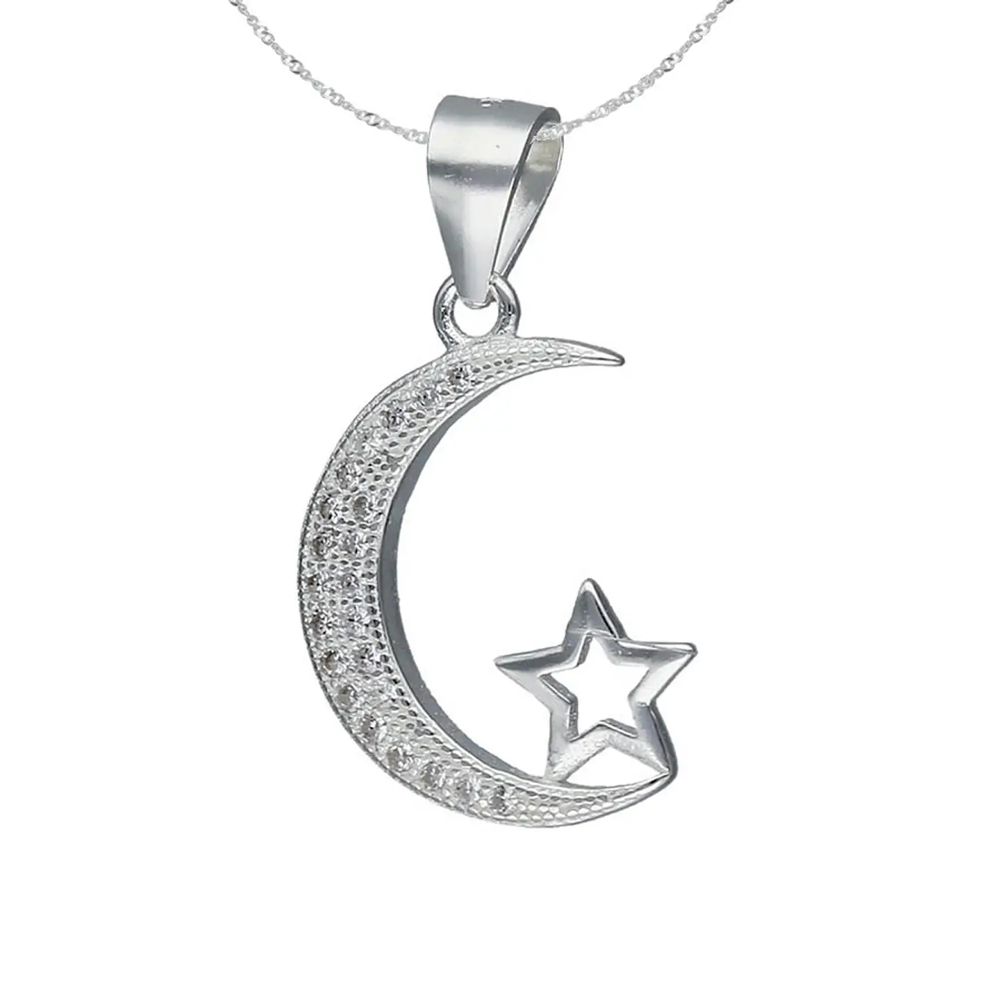 Collar Plata 925 Luna y Estrella 1