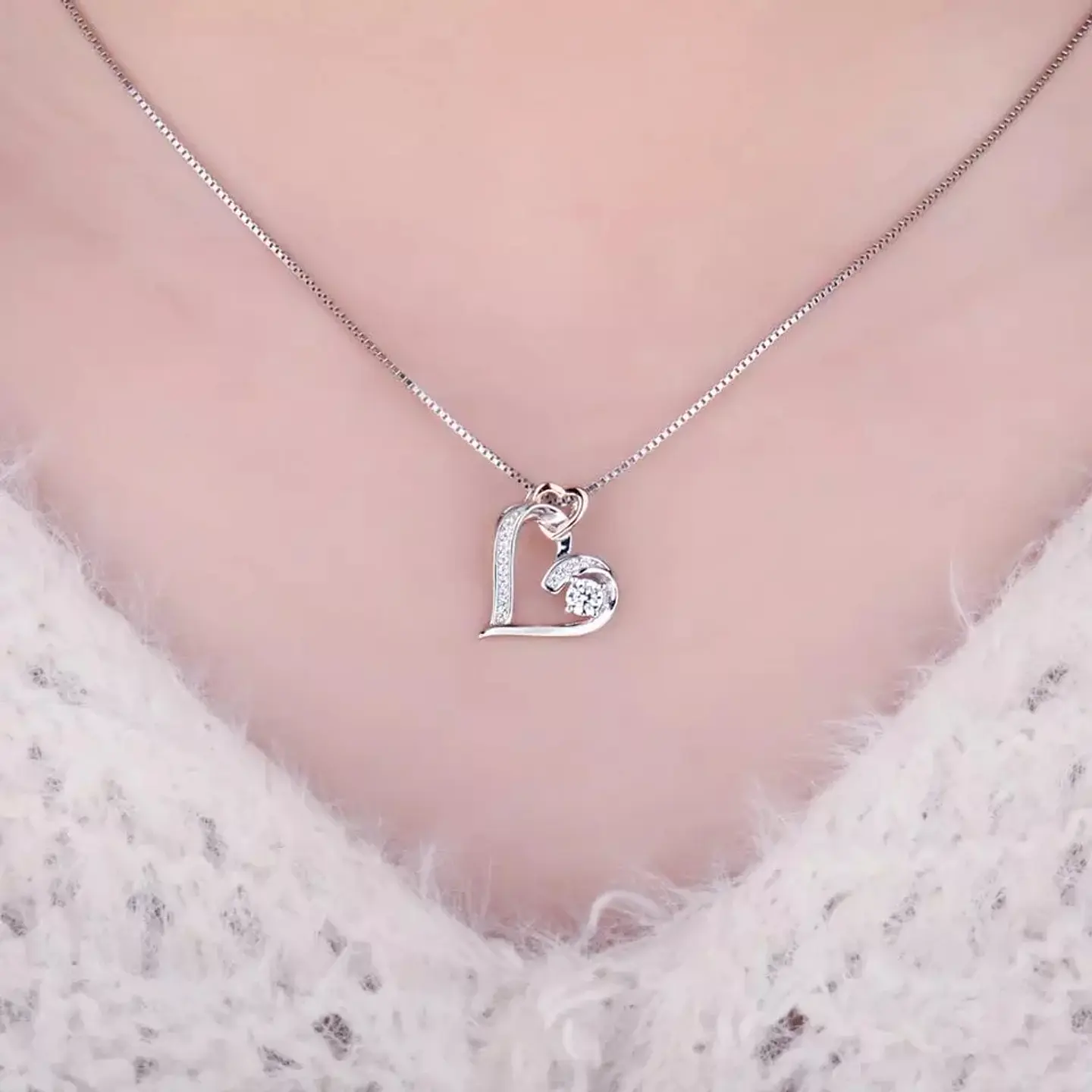 Collar Plata 925 Corazon en Corazon 3