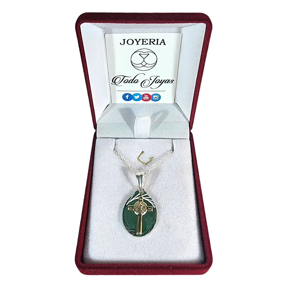 Collar Plata 925 Crucifijo de San Benito 2