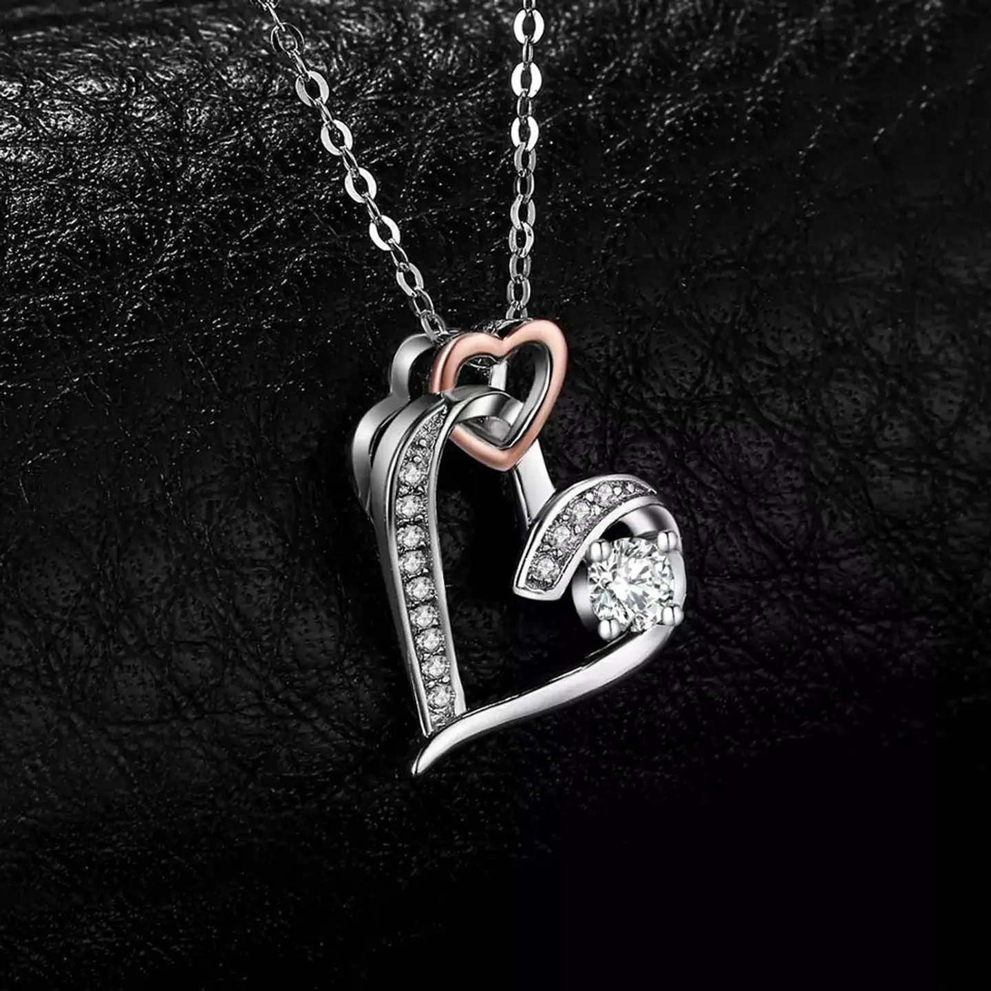 Collar Plata 925 Corazon en Corazon 4
