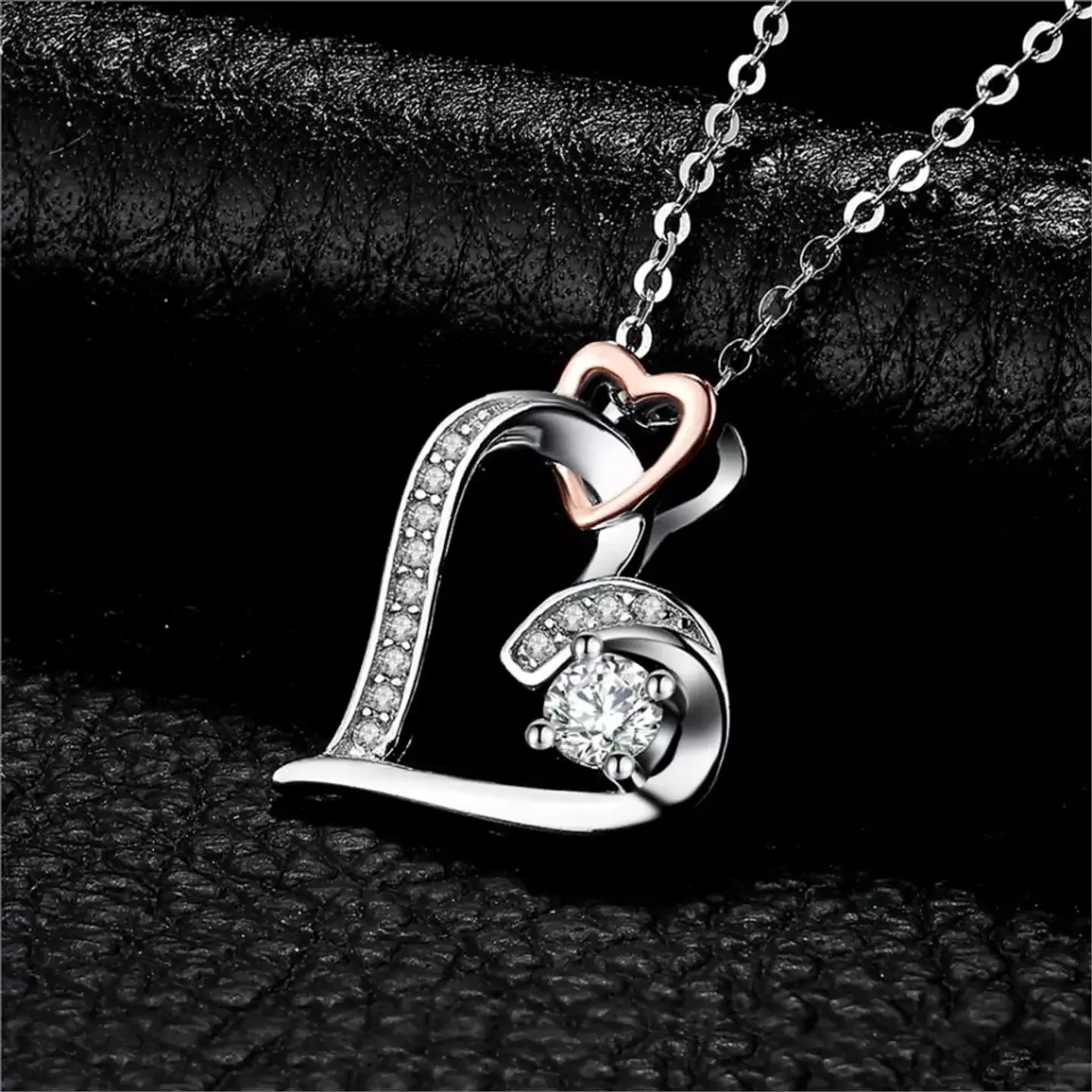 Collar Plata 925 Corazon en Corazon 5