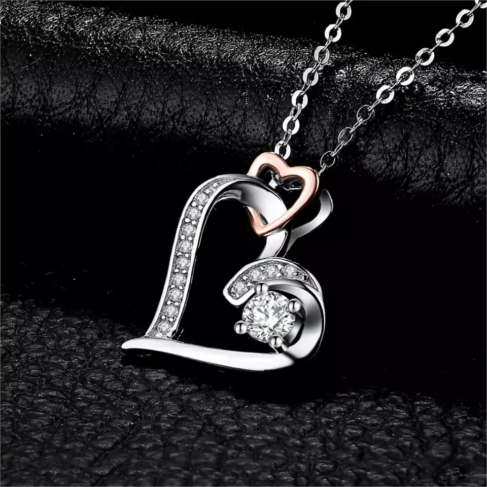 Collar Plata 925 Corazon en Corazon 5