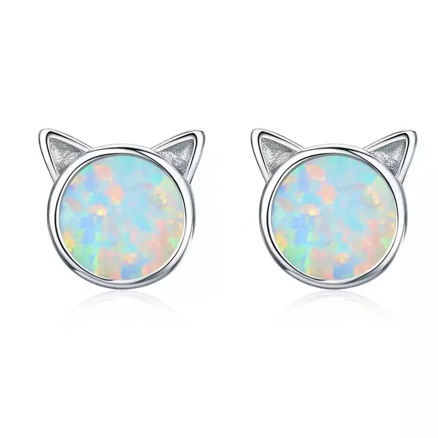 Aros Plata 925 Gatito Opal 1