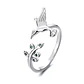 Anillo Colibri Picaflor Hojas Ajustable Plateado - Miniatura 1