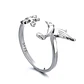 Anillo Colibri Picaflor Hojas Ajustable Plateado - Miniatura 4