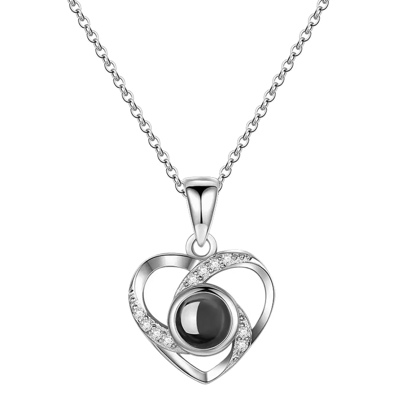 Collar Corazon Te Amo en 100 Idiomas Espiral Plateado 1