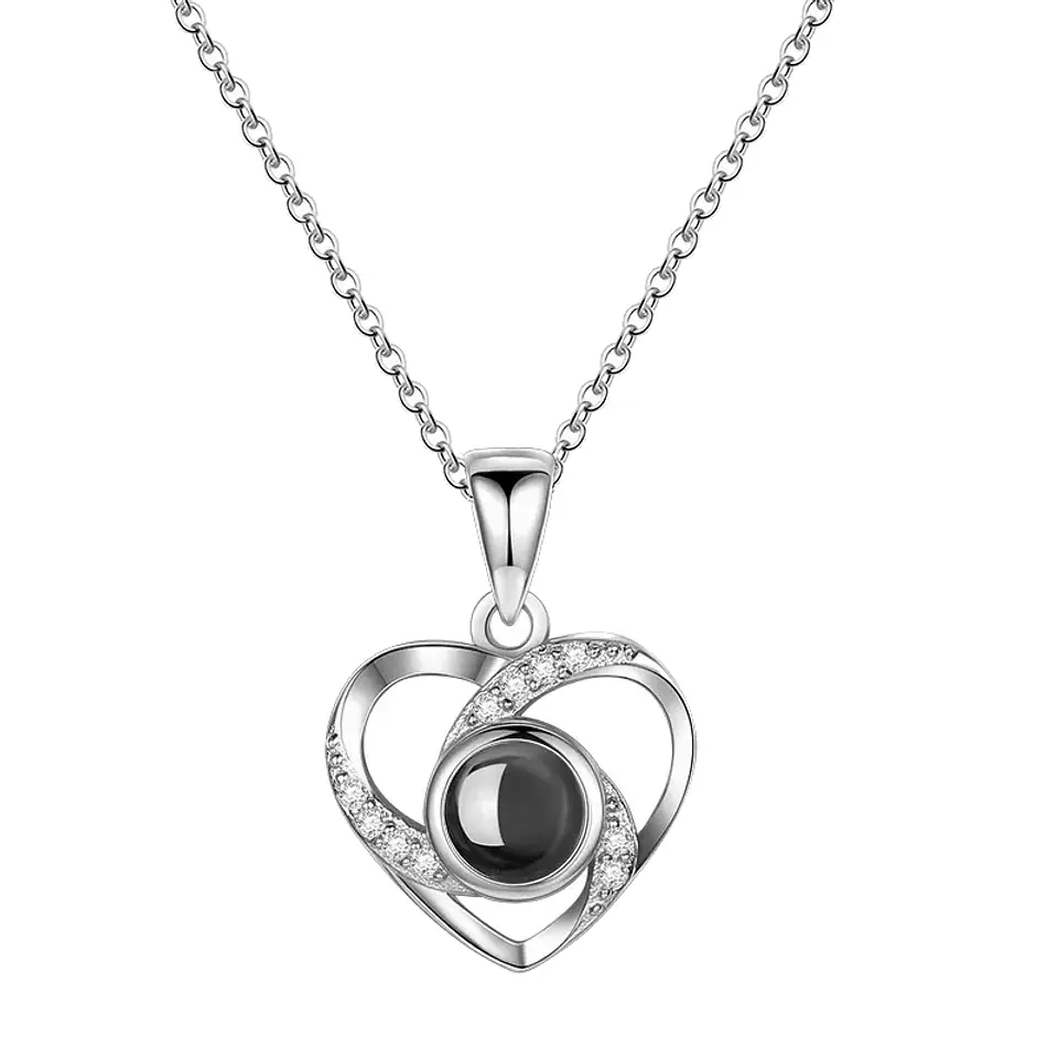 Collar Corazon Te Amo en 100 Idiomas Espiral Plateado 1