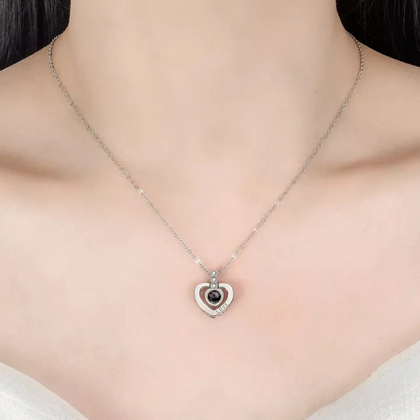 Collar Corazon Te Amo en 100 Idiomas Love Plateado 3