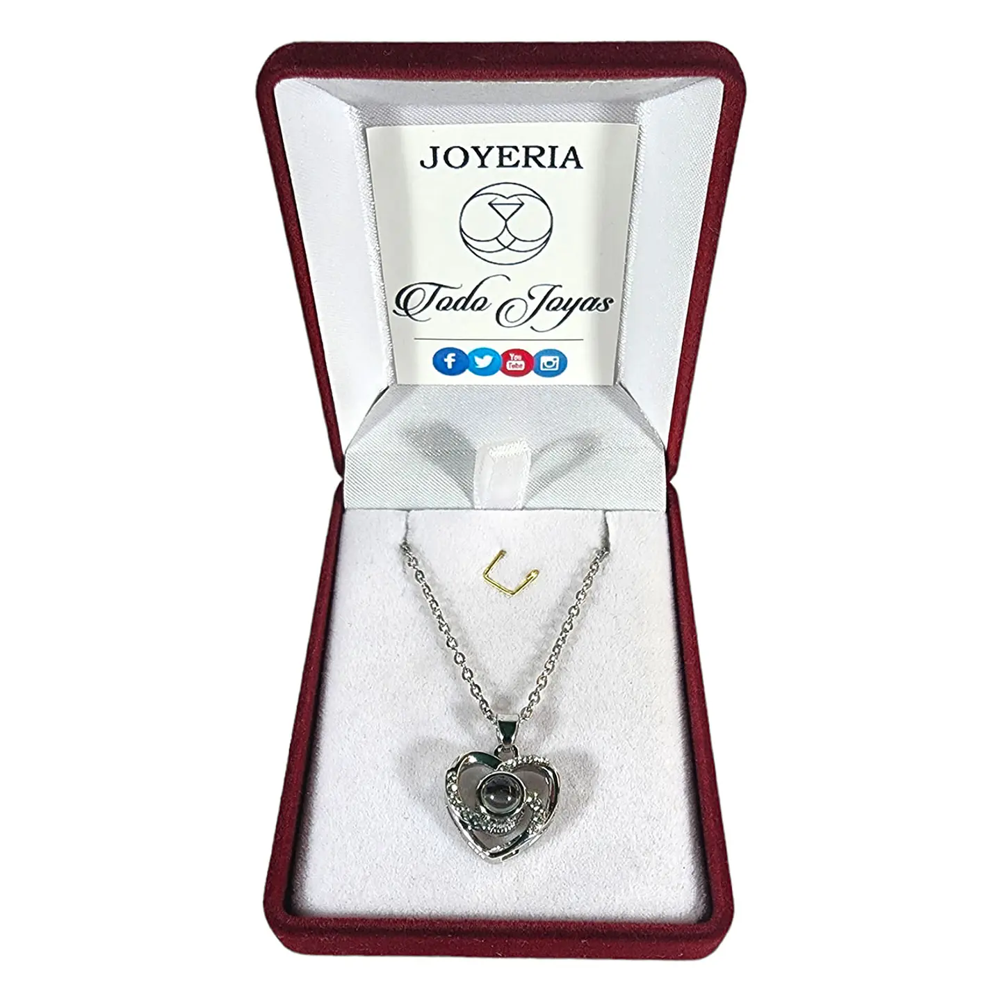 Collar Corazon Te Amo en 100 Idiomas Espiral Plateado 2
