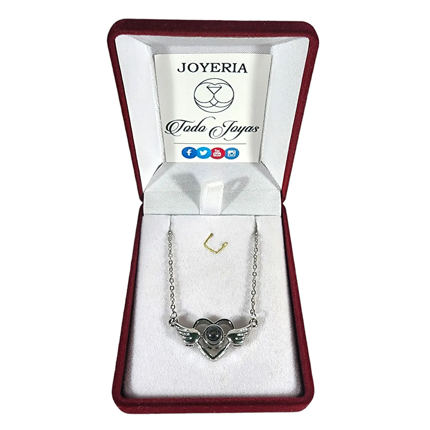 Collar Corazon Alas Te Amo en 100 Idiomas Plateado 2