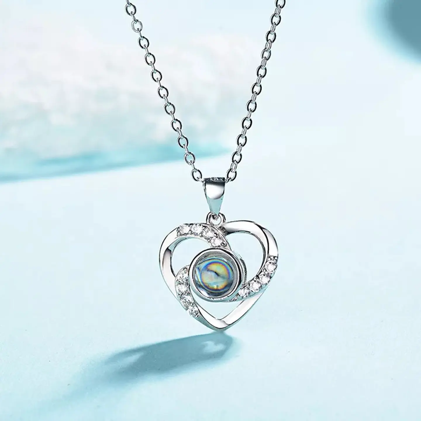Collar Corazon Te Amo en 100 Idiomas Espiral Plateado 4