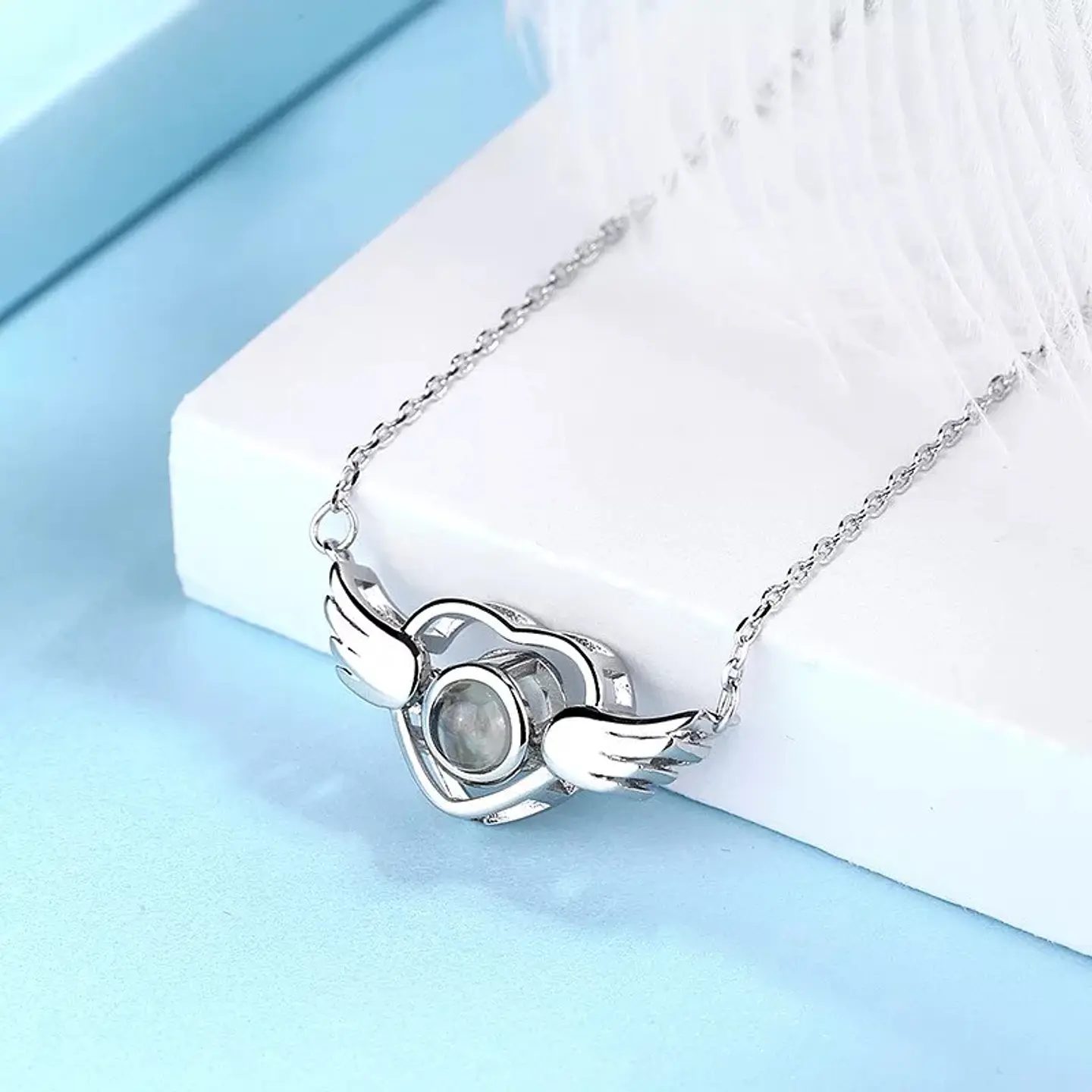 Collar Corazon Alas Te Amo en 100 Idiomas Plateado 3