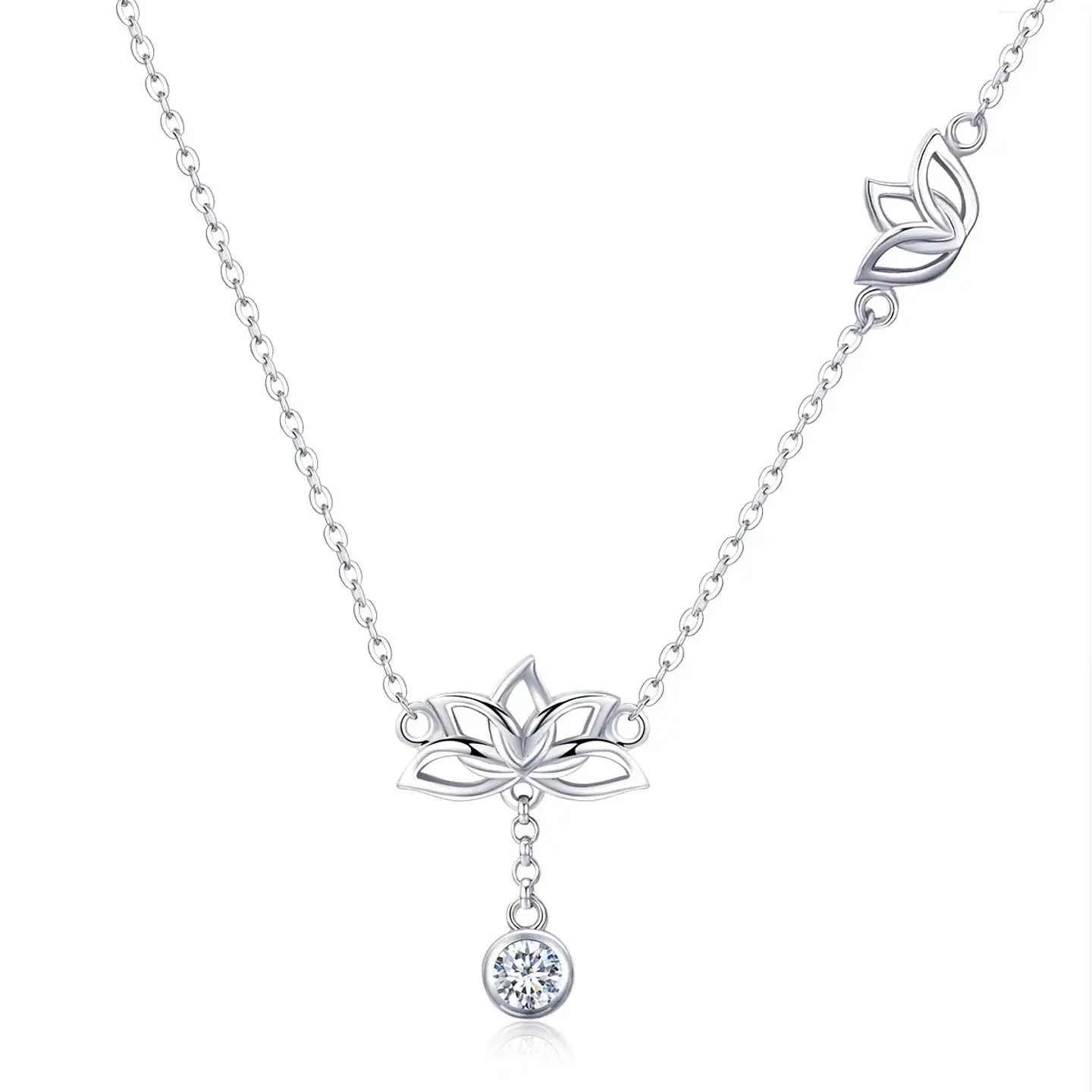 Collar Plata 925 Flor de Loto y Circon 1