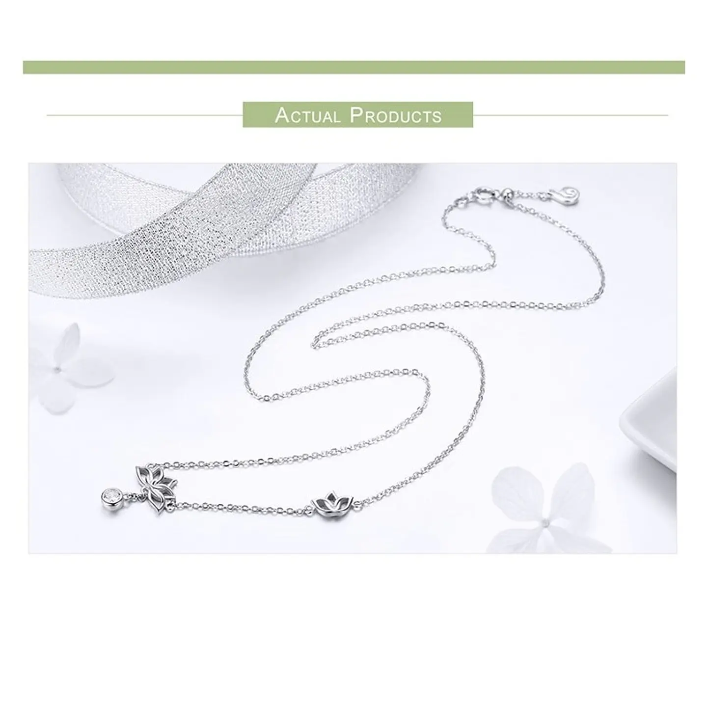 Collar Plata 925 Flor de Loto y Circon 3