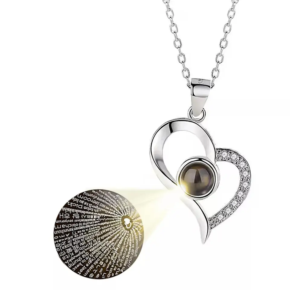 Collar Corazon Chic Te Amo en 100 Idiomas Plateado 4