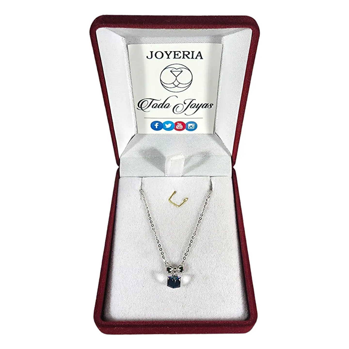 Collar Plata 925 Cinta y Cristal Azul Tornasol 2