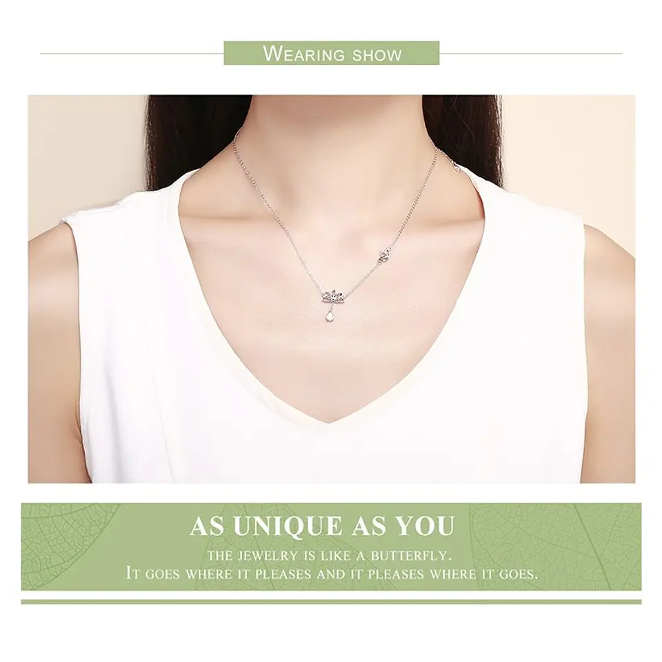 Collar Plata 925 Flor de Loto y Circon 5