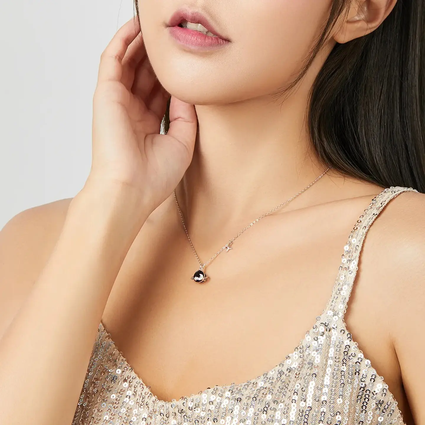 Collar Plata 925 Planeta Azul y Estrellas 3
