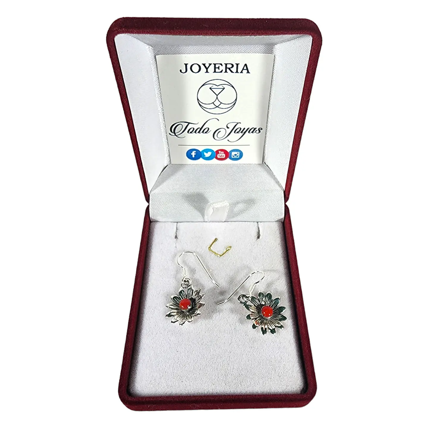 Aros Plata 925 Colgante Flor jaspe 2