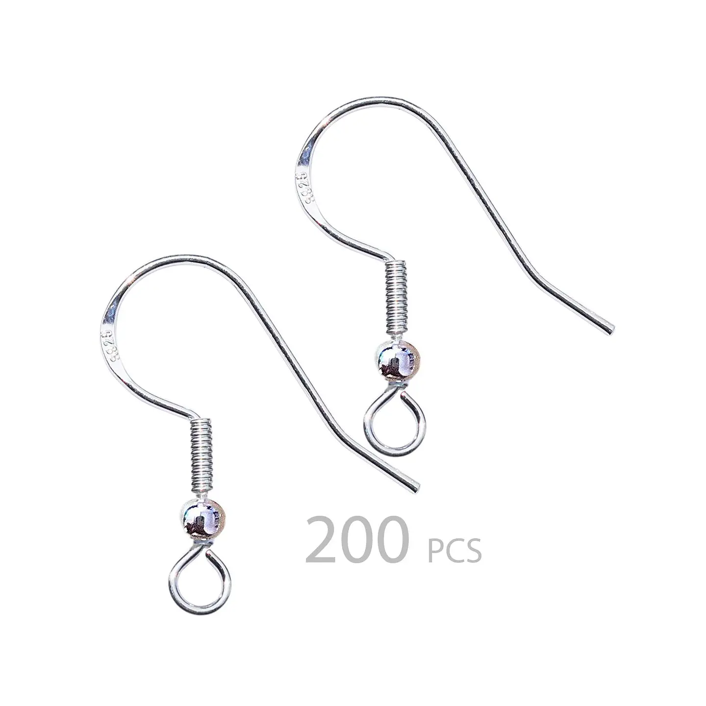 Pack 200 Ganchos Para Aros Plateados Bolita 2