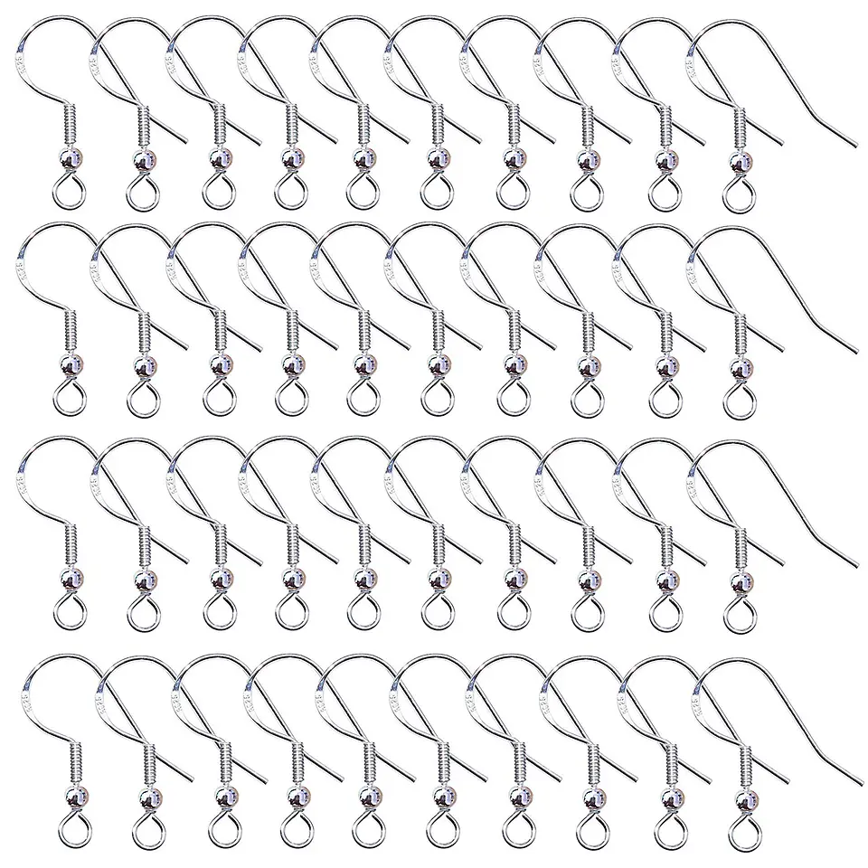 Pack 200 Ganchos Para Aros Plateados Bolita 3
