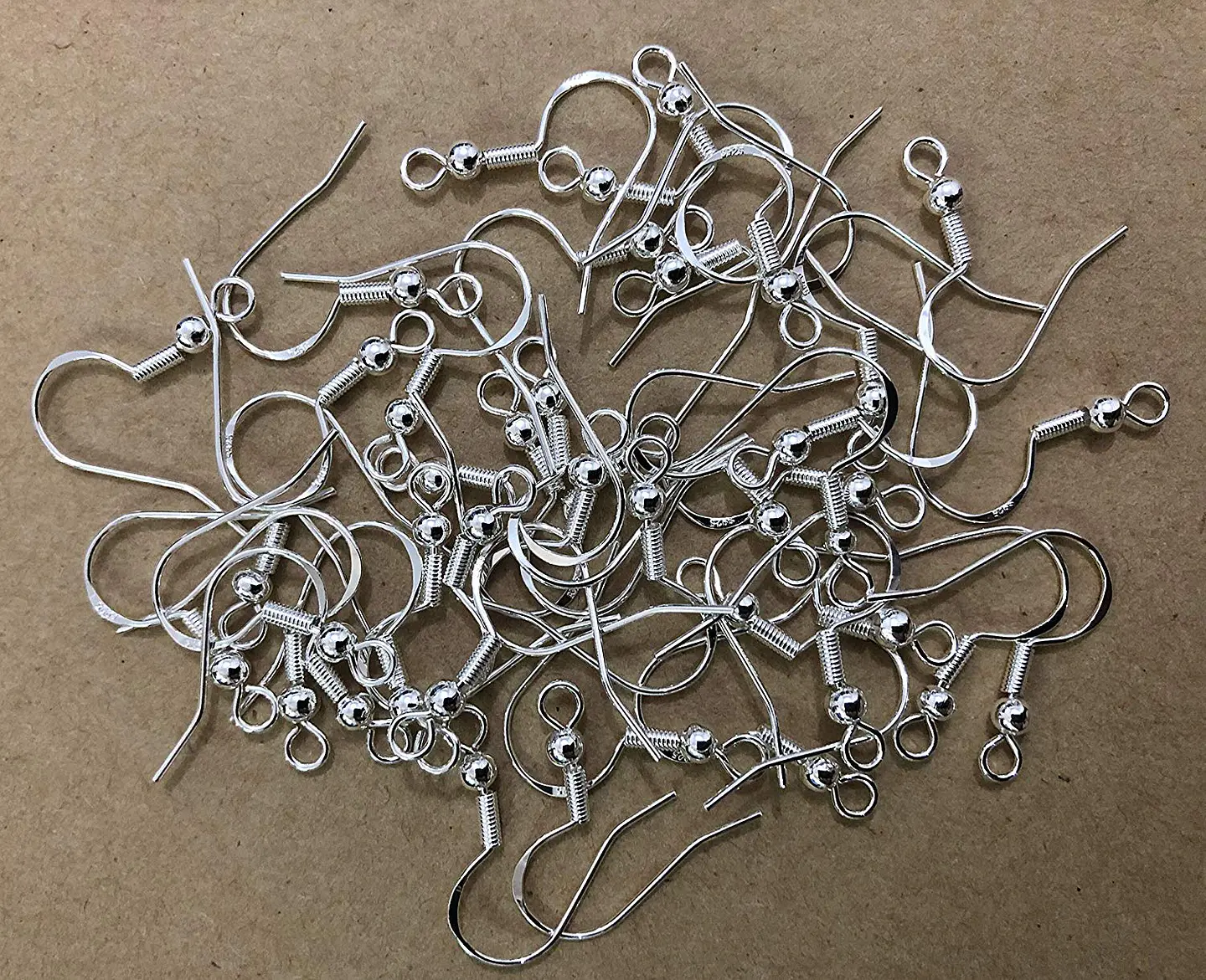 Pack 200 Ganchos Para Aros Plateados Bolita 4