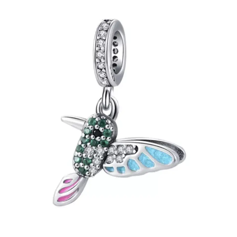 Charm Dije Plata 925 Colibri Picaflor Una Cara 1