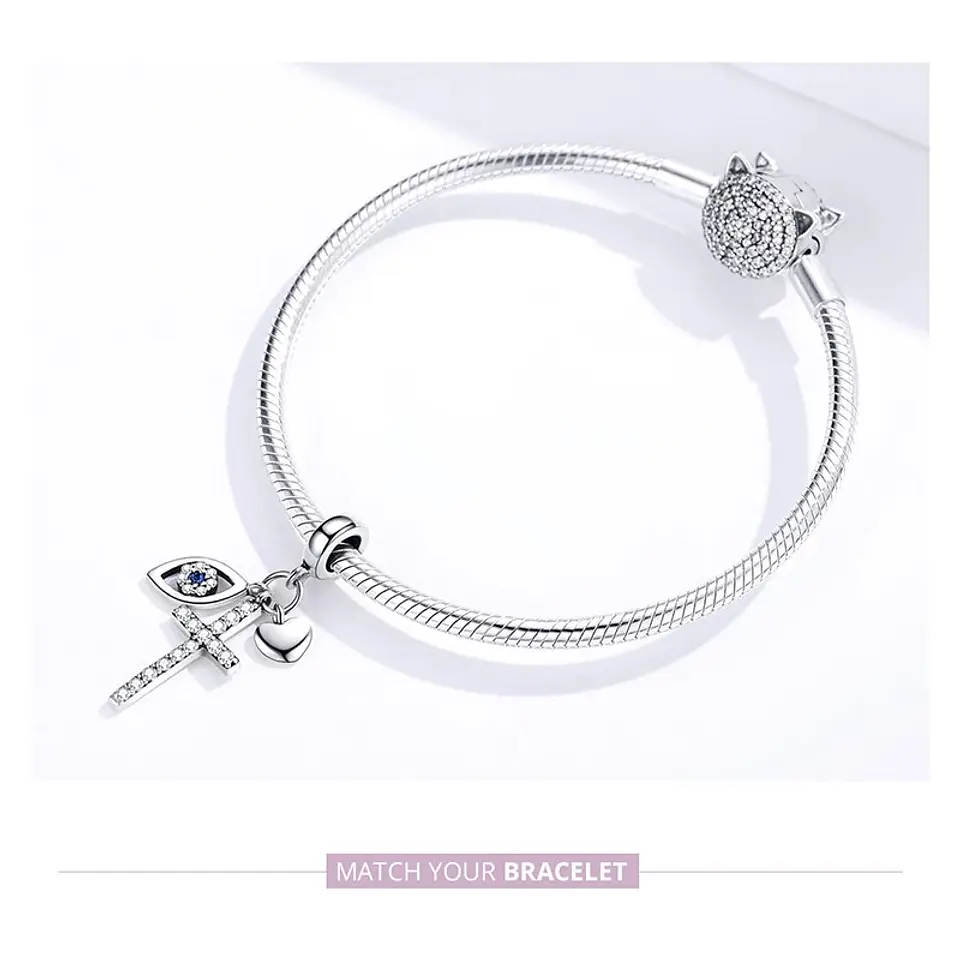 Charm Dije Plata 925 Cruz Ojo Turco 2