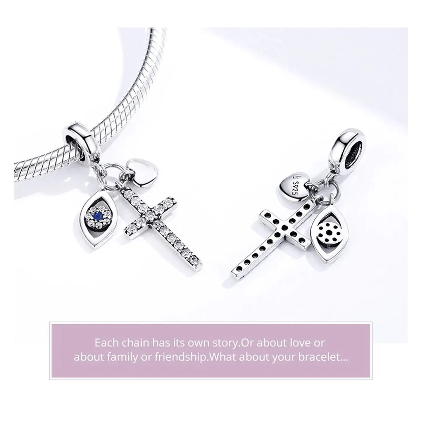 Charm Dije Plata 925 Cruz Ojo Turco 3