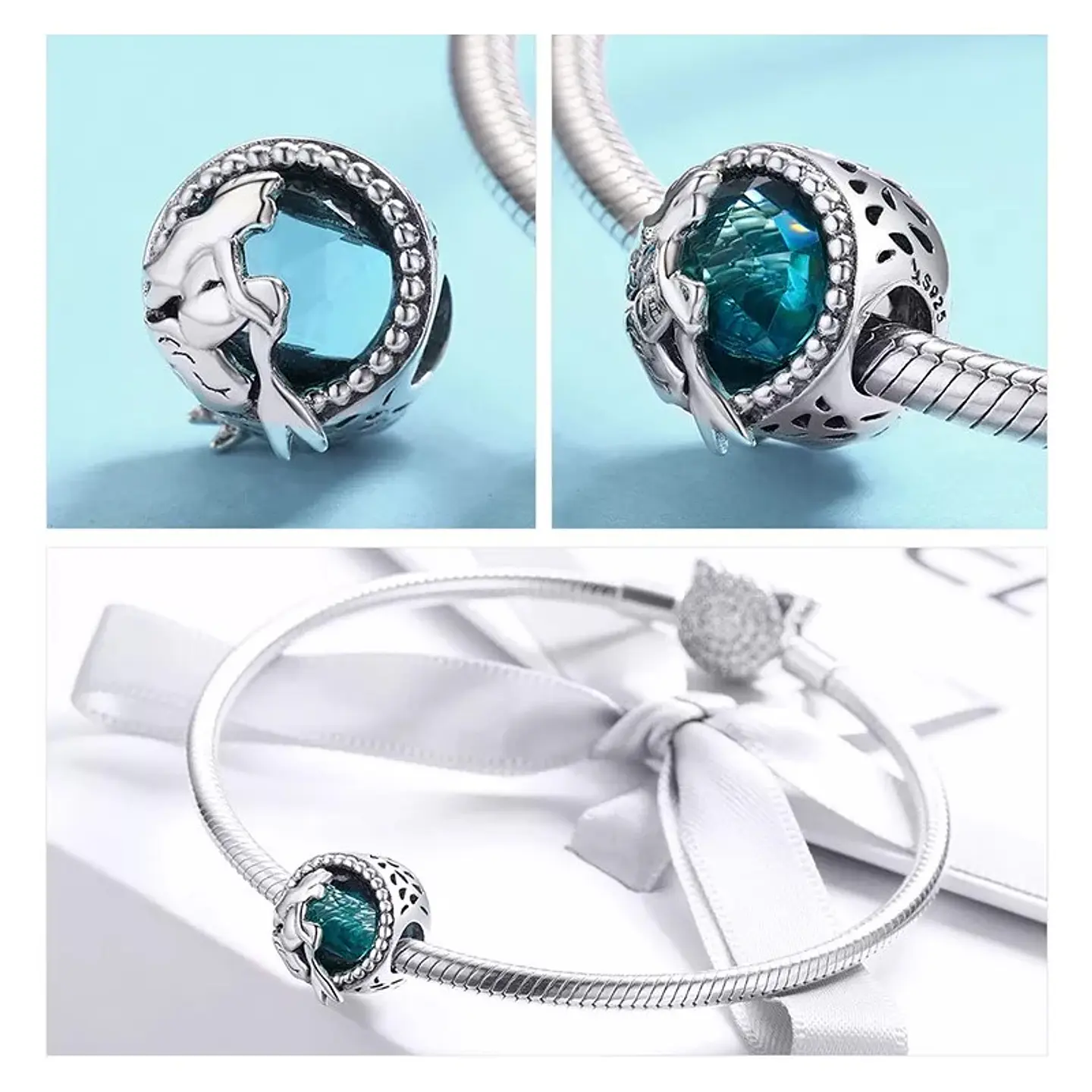 Charm Dije Plata 925 Sirena Cristal 2