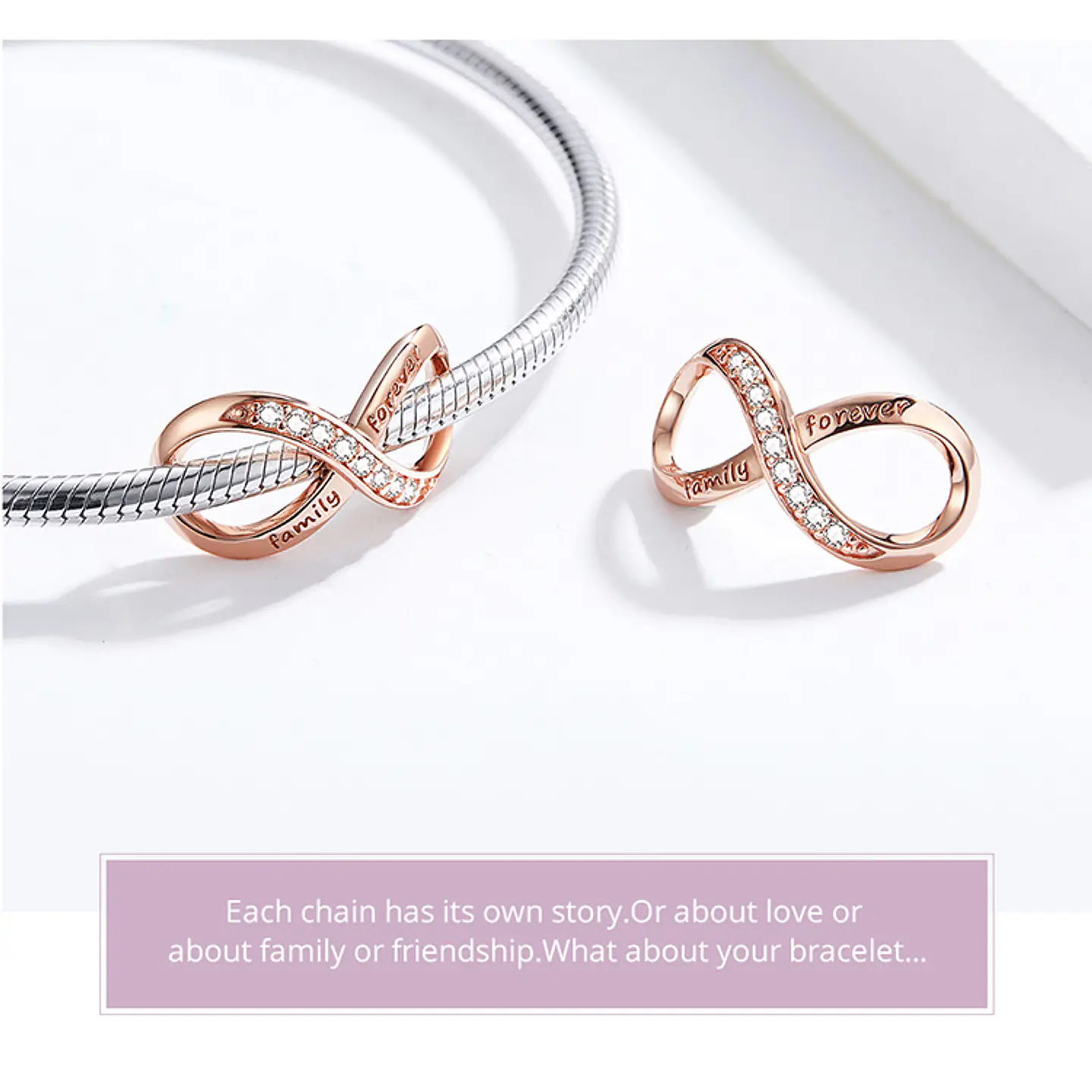 Charm Dije Plata 925 Infinito Rose Gold 5