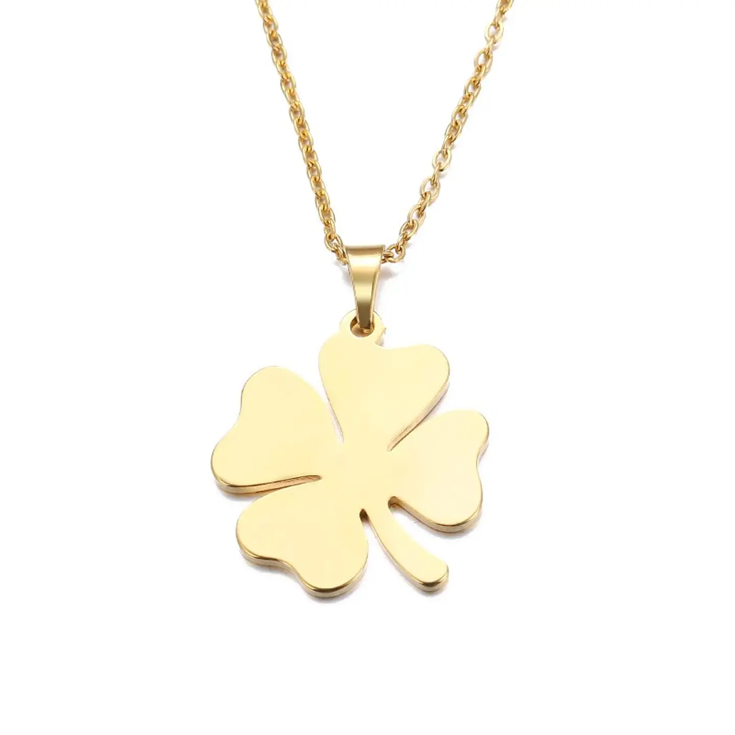 Colgante Collar Trebol 4 Hojas Acero Dorado 1