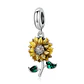 Charm Dije Plata 925 Flor Girasol Sunflower - Miniatura 1
