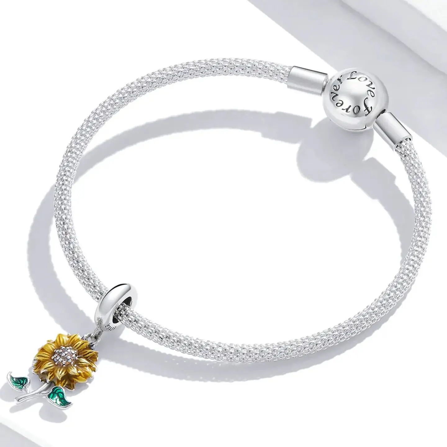 Charm Dije Plata 925 Flor Girasol Sunflower 4