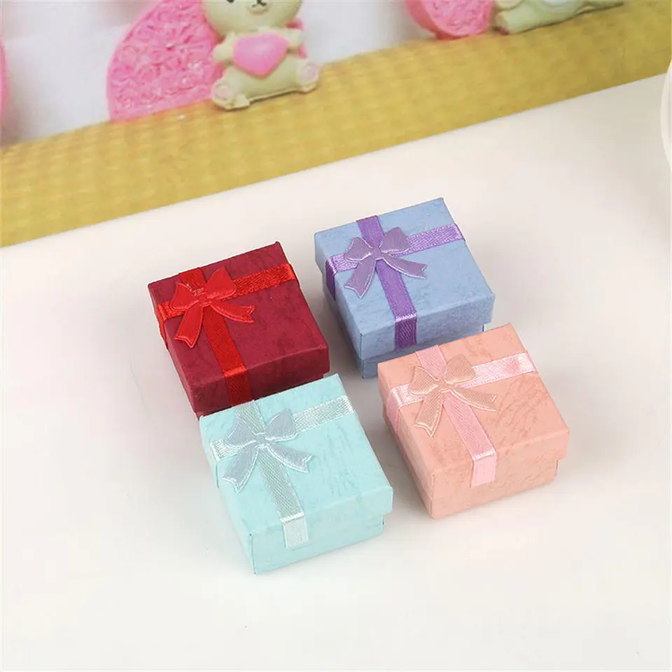 Pack 24 Cajas Carton Joyas Anillos Aros 4x4cm Regalo 3