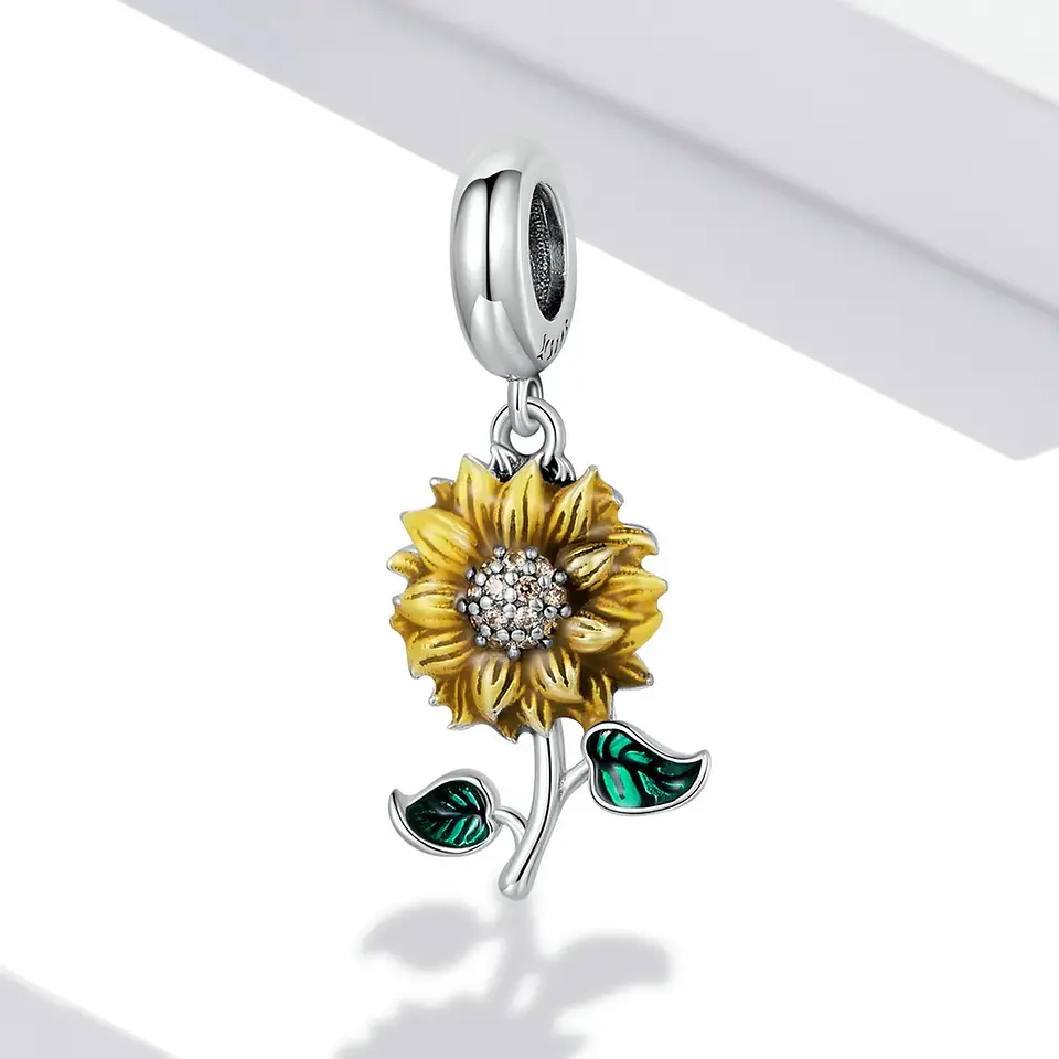Charm Dije Plata 925 Flor Girasol Sunflower 5