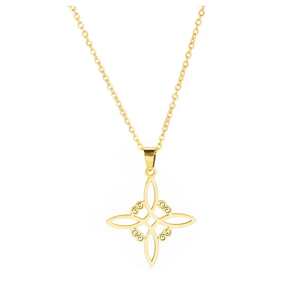 Colgante Collar Nudo de Bruja Acero Dorado 1