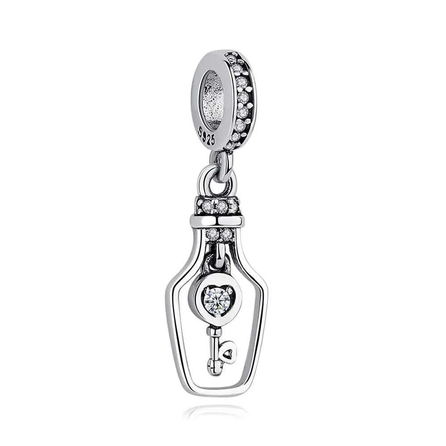 Charm Dije Plata 925 Botella con Llave  1
