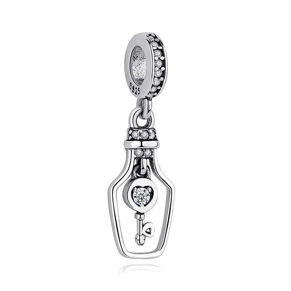 Charm Dije Plata 925 Botella con Llave  1