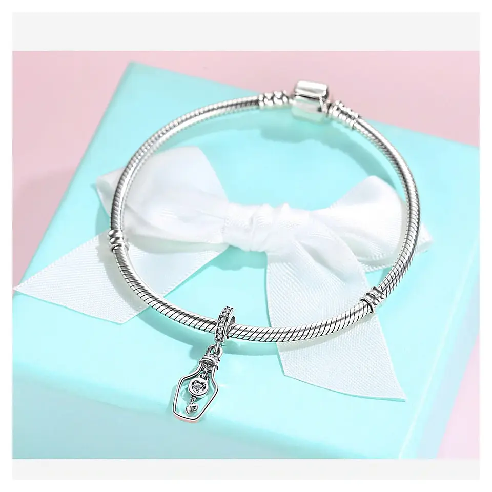 Charm Dije Plata 925 Botella con Llave  3