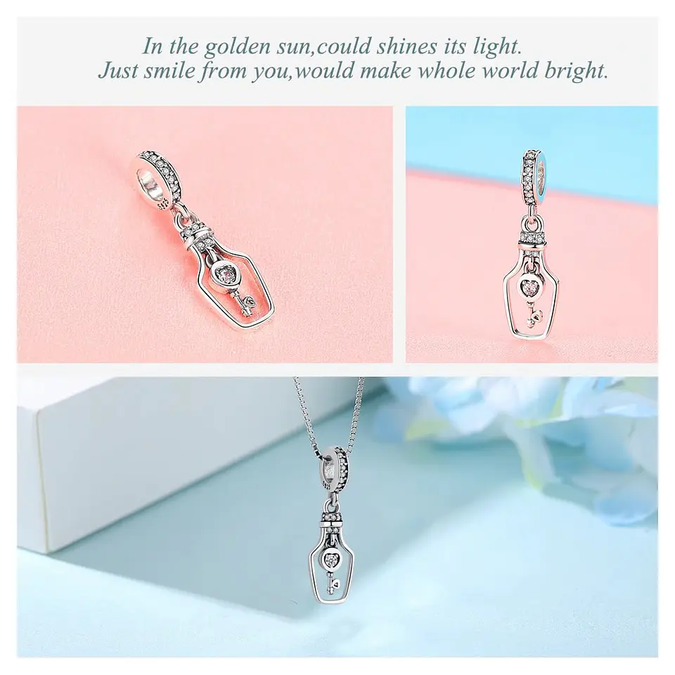 Charm Dije Plata 925 Botella con Llave  4