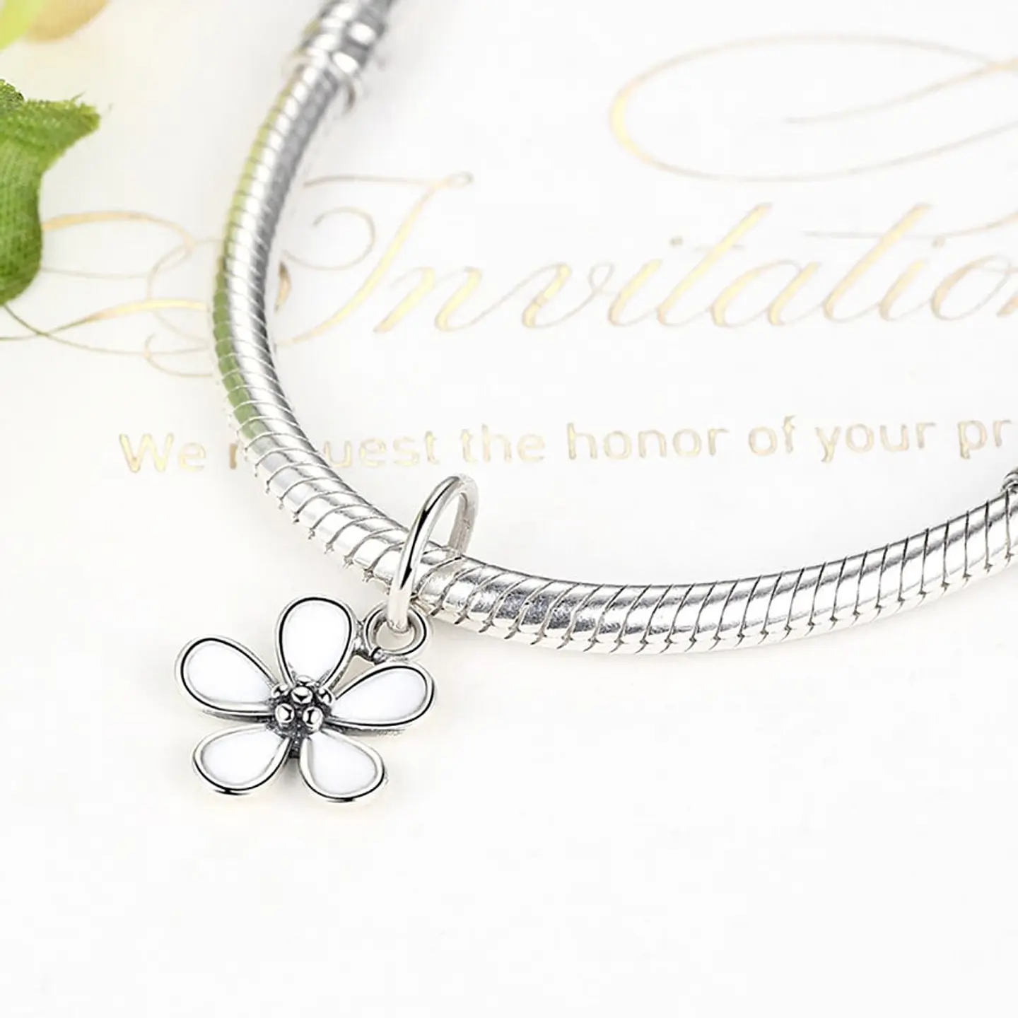 Charm Dije Plata 925 Flor Blanca 3