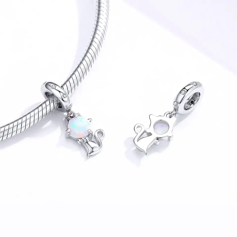 Charm Dije Plata 925 Gato Opalo 2