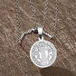 Collar Medalla San Benito Protector Acero Plateado - Miniatura 4
