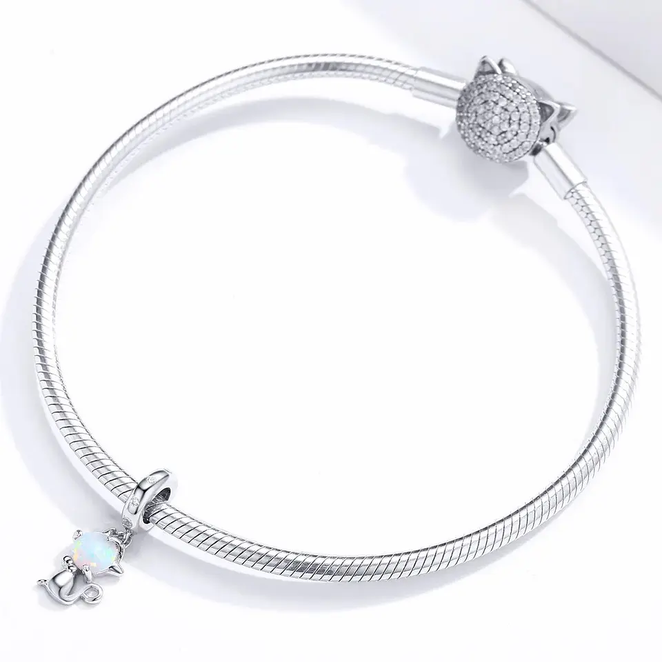 Charm Dije Plata 925 Gato Opalo 3