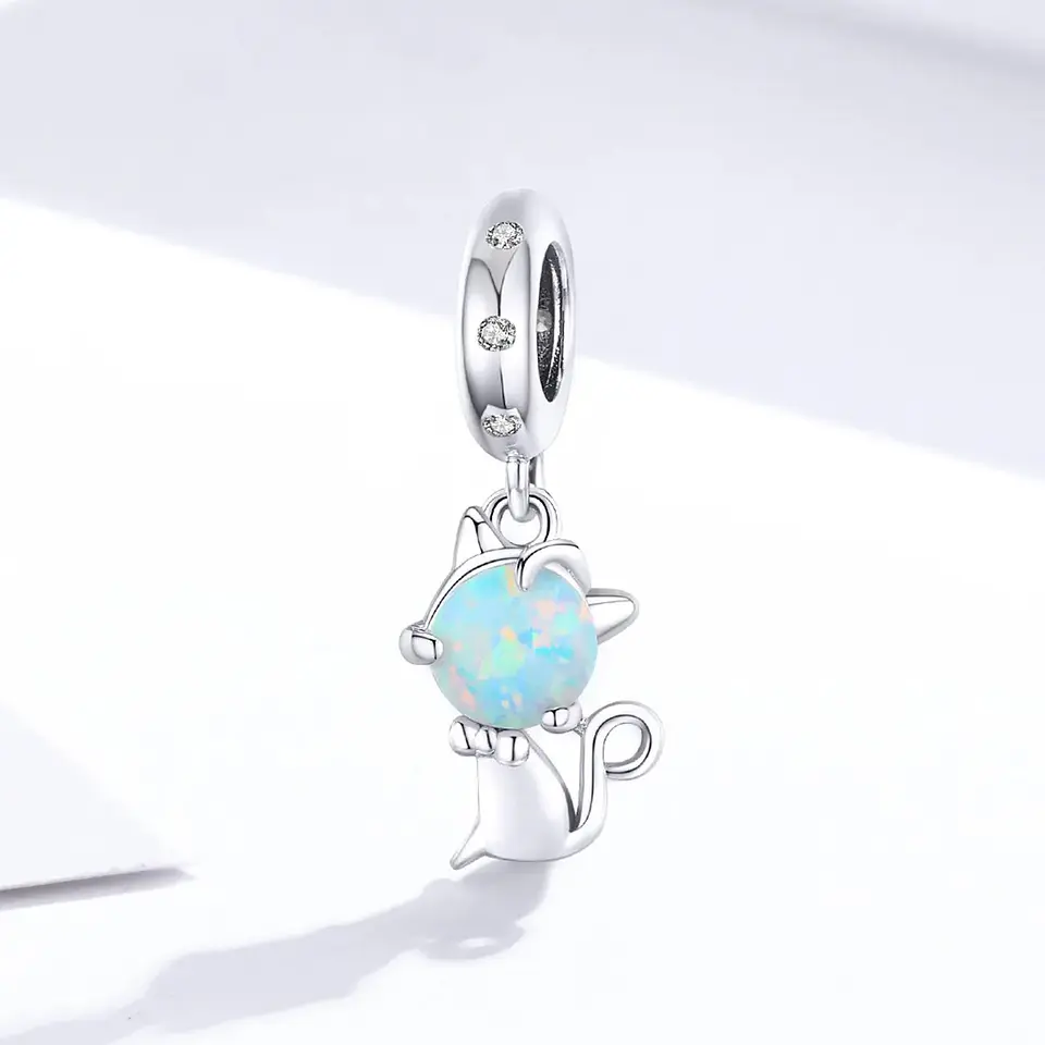 Charm Dije Plata 925 Gato Opalo 4
