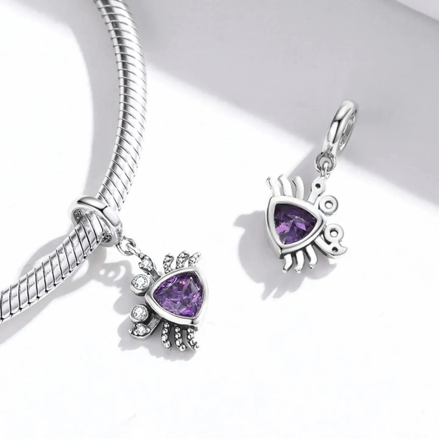 Charm Dije Plata 925 Cangrejo Morado 2
