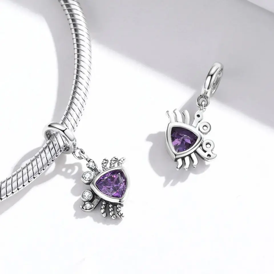 Charm Dije Plata 925 Cangrejo Morado 2