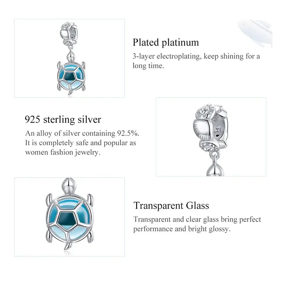 Charm Dije Plata 925 Tortuga Celeste 4